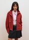 Red genuine leather bomber jacket with zip and press studs, regular fit_2