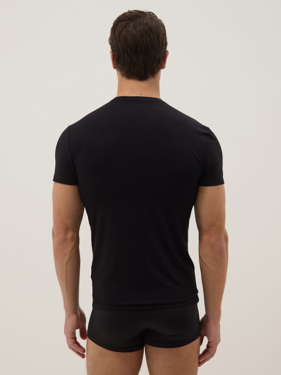 Black stretch modal T-shirt, regular fit_2