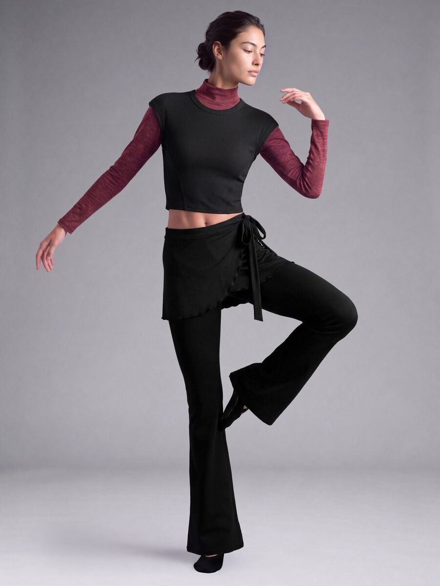 Black flared leggings in breathable stretch fabric ALTAVIA STUDIO_4