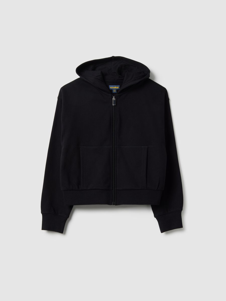 Girls' pure cotton black hoodie regular fit with zip_3