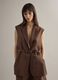Brown regular fit lyocell and linen blend waistcoat with belt_2