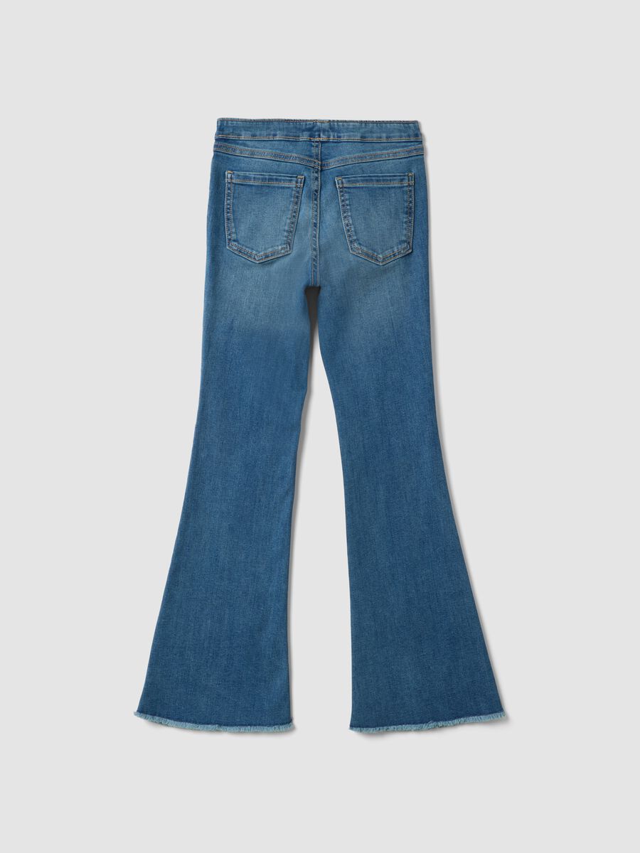 Girls&rsquo; blue flared jeggings in stretch cotton and viscose_5
