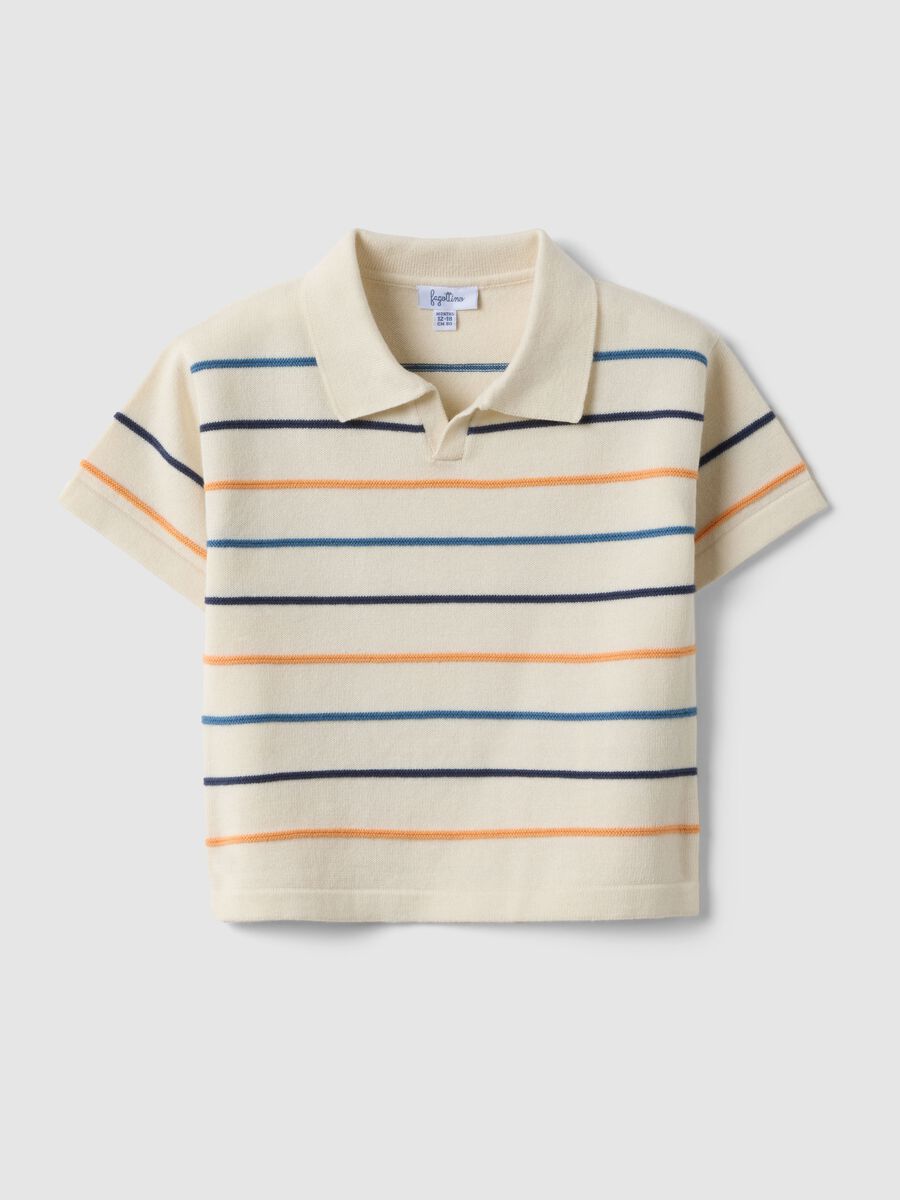 Polo in puro cotone a righe multicolor da bimbo regular fit_0