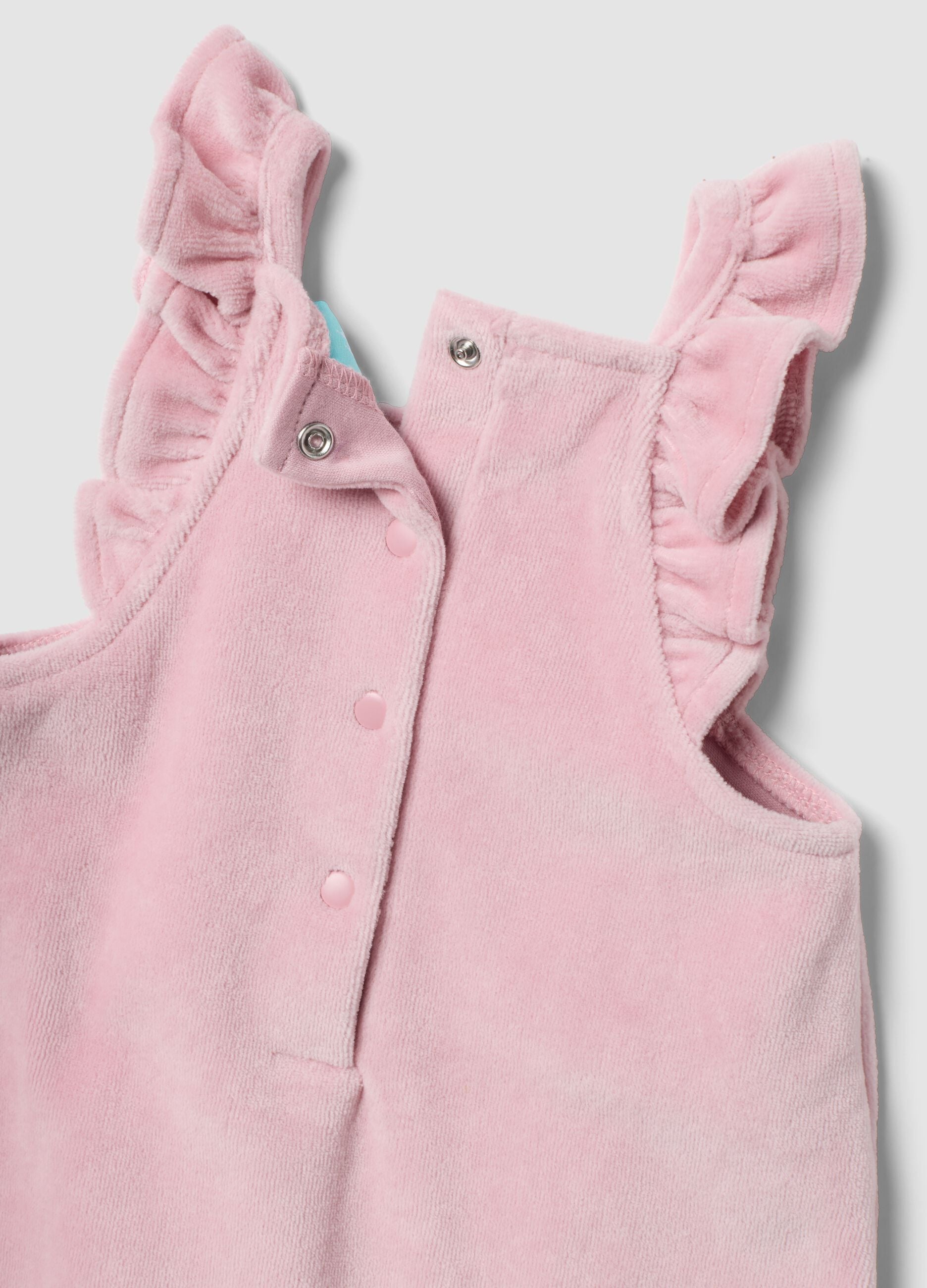 Pink and white organic cotton-blend set with Minnie embroidery for baby girl