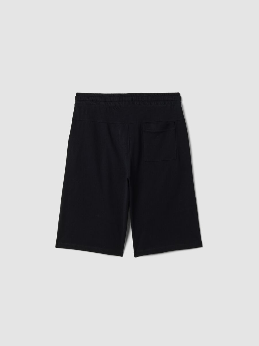Shorts blu in cotone organico con vita elasticizzata_1