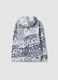 White cotton-blend hoodie with all-over graffiti print for boys_5