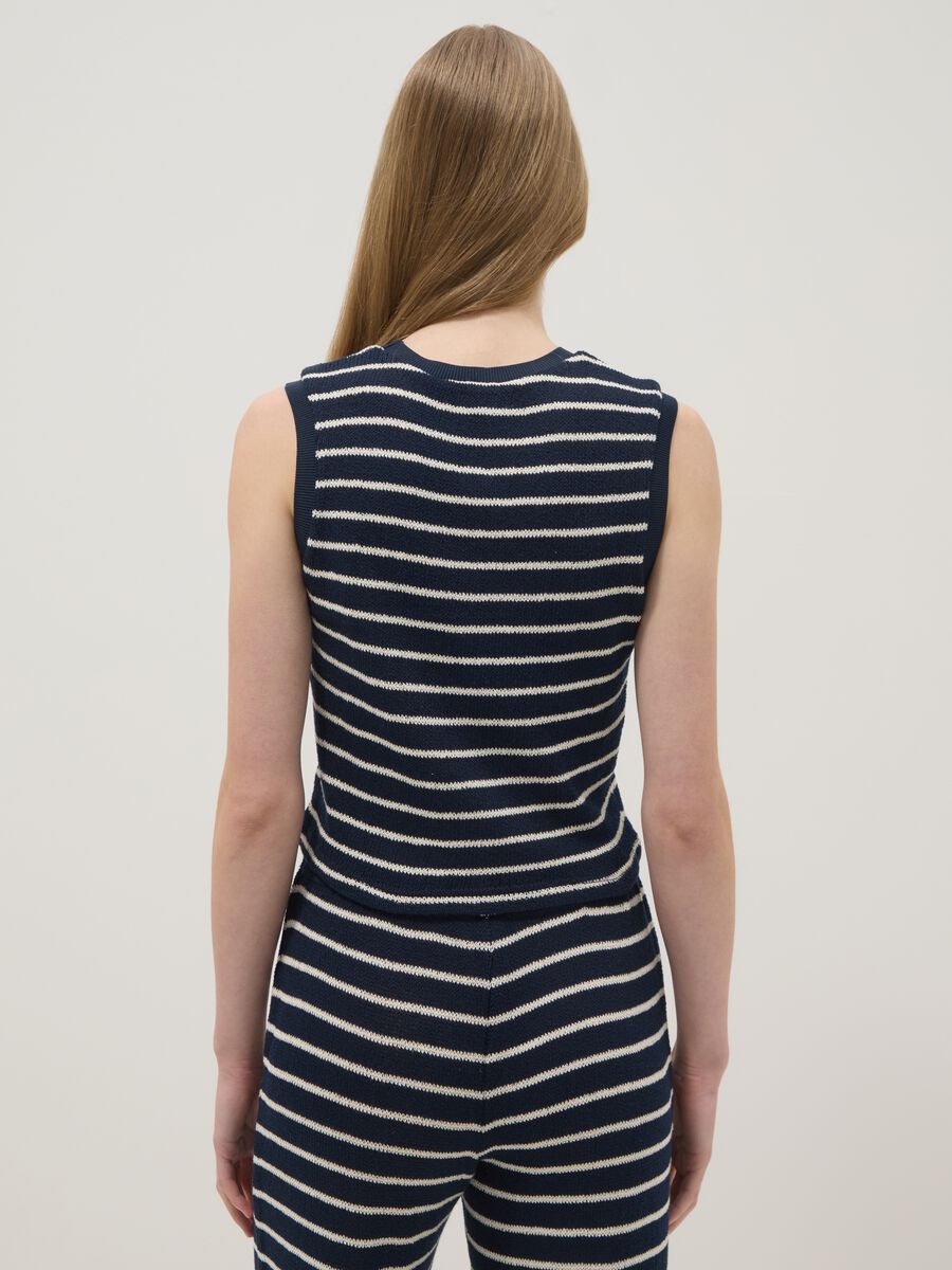 Regular-fit blue and white striped cotton-blend waistcoat_3