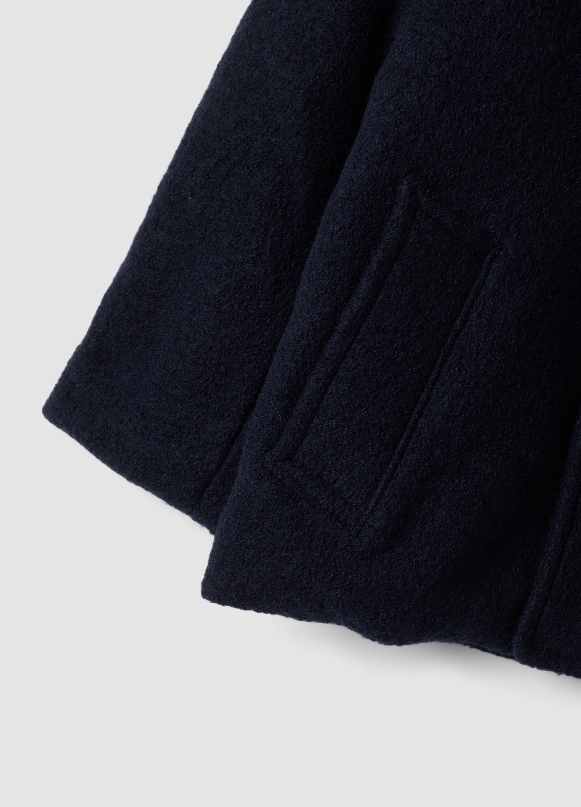 Blue regular-fit wool and viscose blend coat