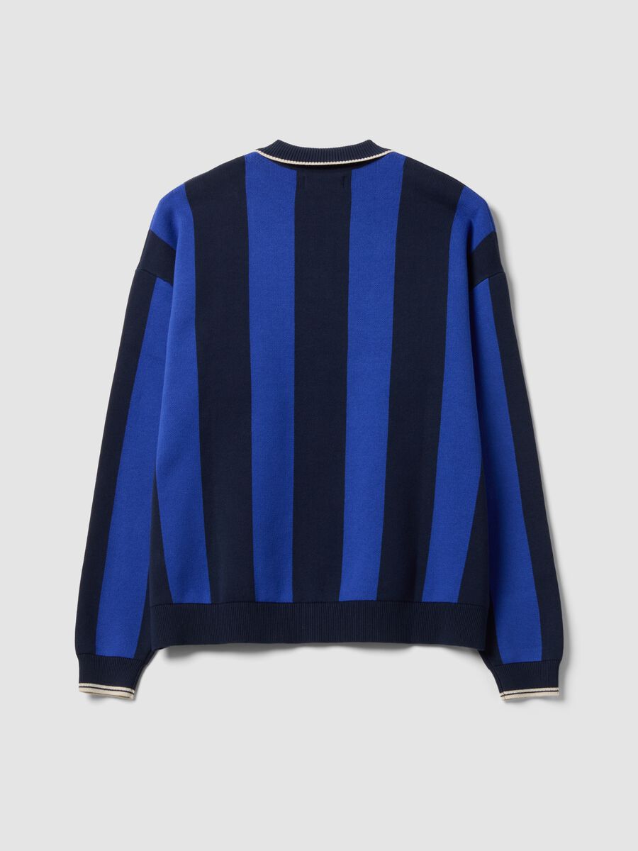 Maglia blu e nera in puro cotone con colletto polo over fit_2