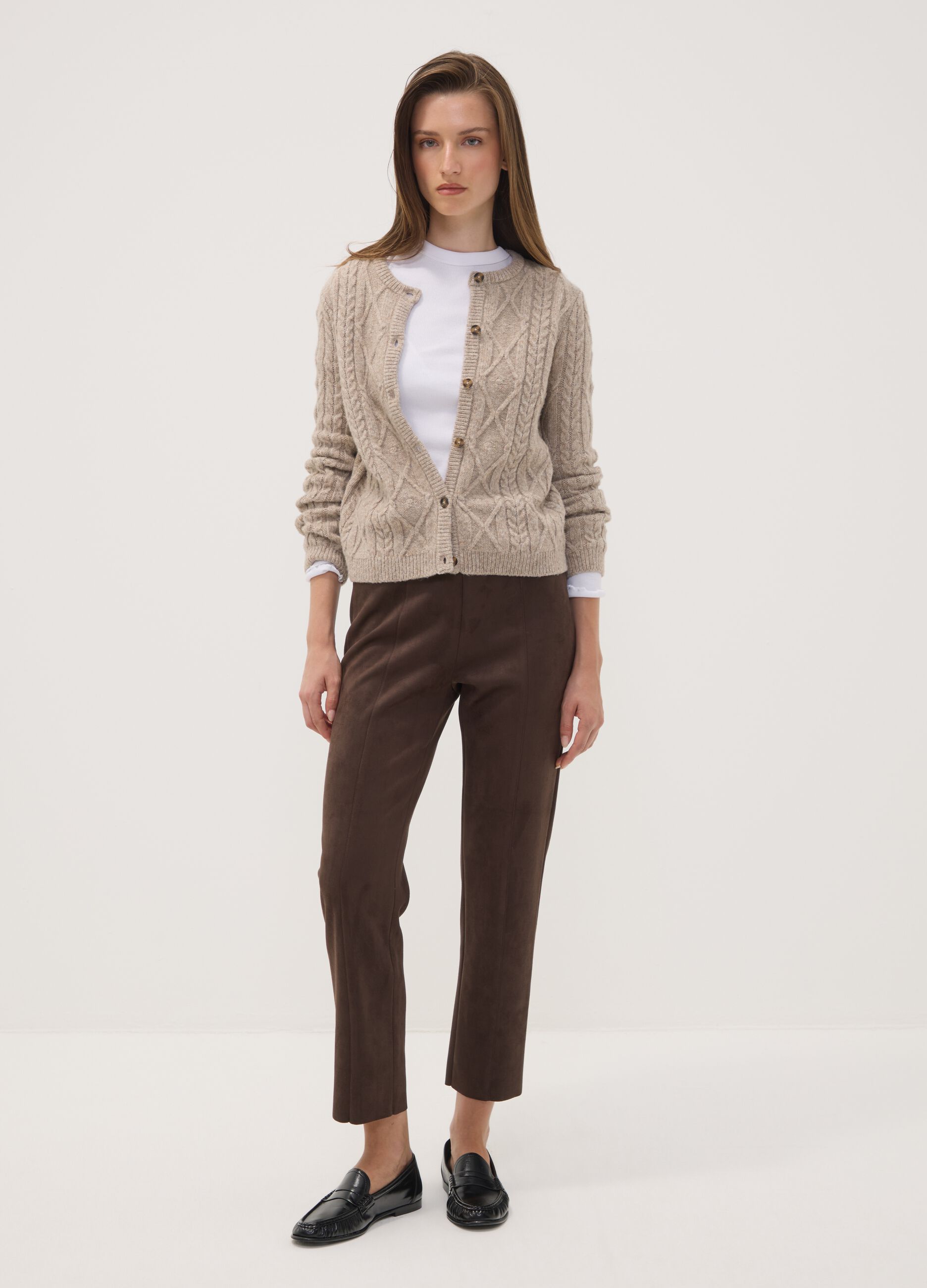 Brown slim-fit stretch leggings