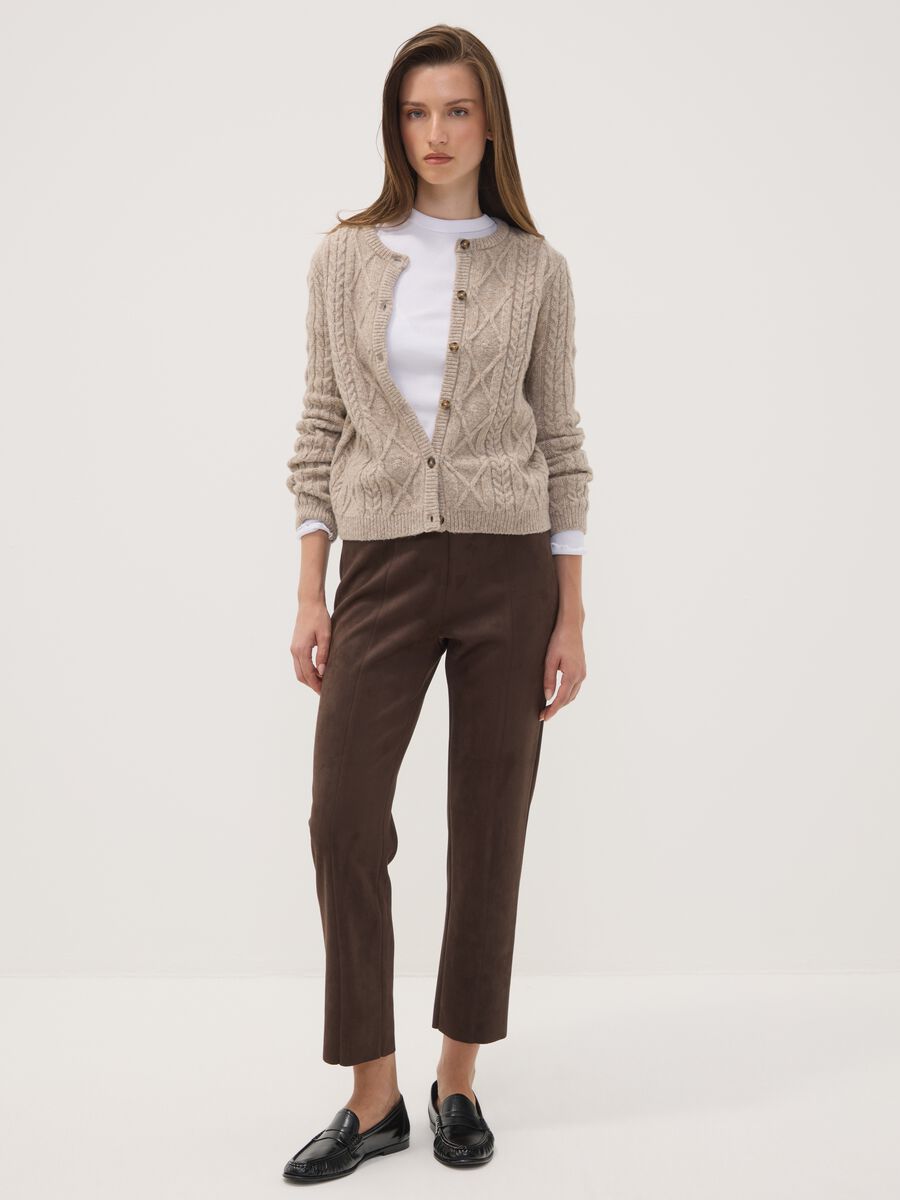 Brown slim-fit stretch leggings_0