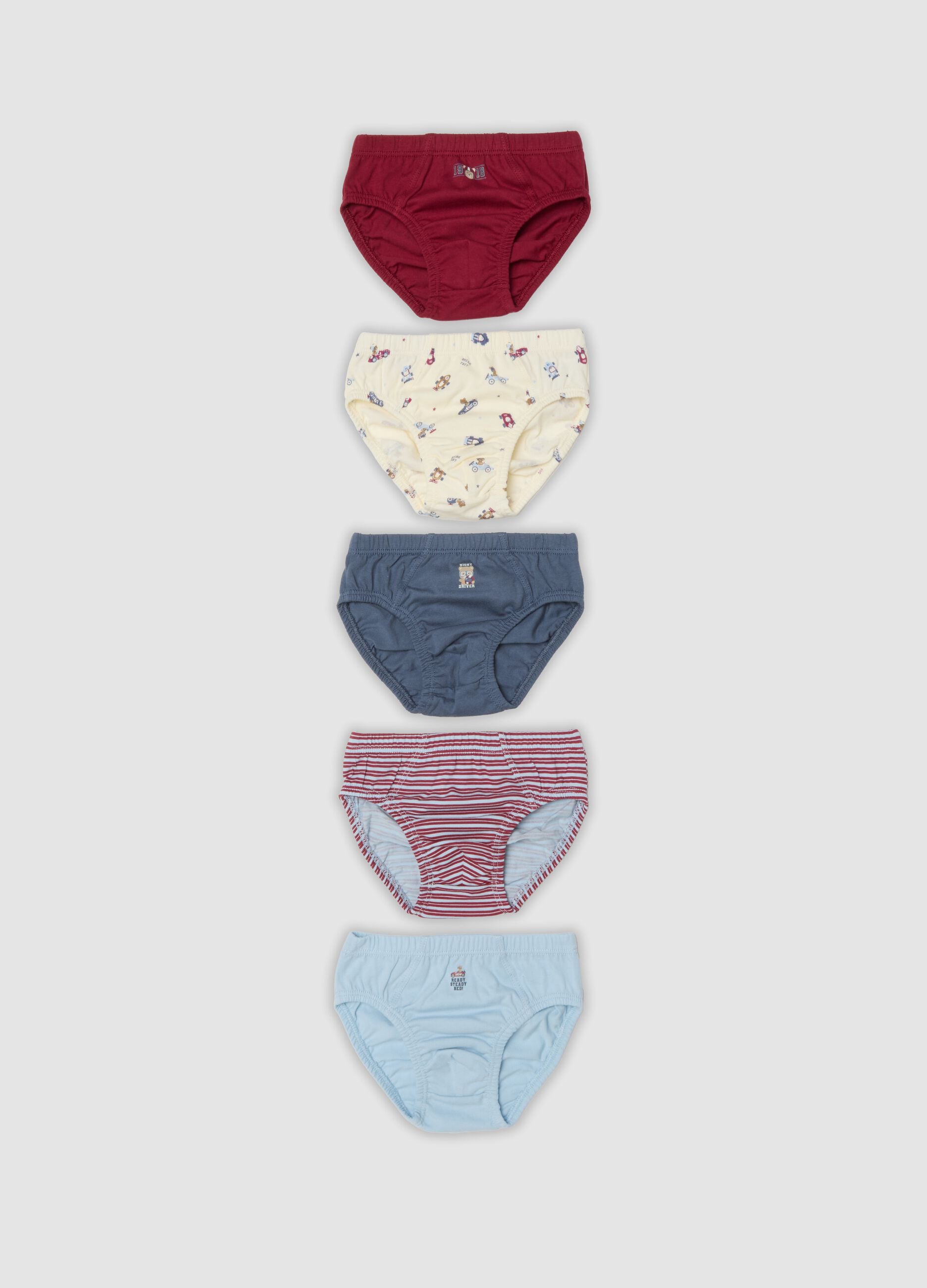 Pack of five multicolour organic cotton briefs for baby boys