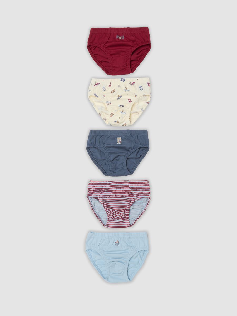 Pack of five multicolour organic cotton briefs for baby boys_0