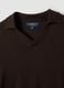 Brown viscose-blend polo with V-neck, regular fit_5