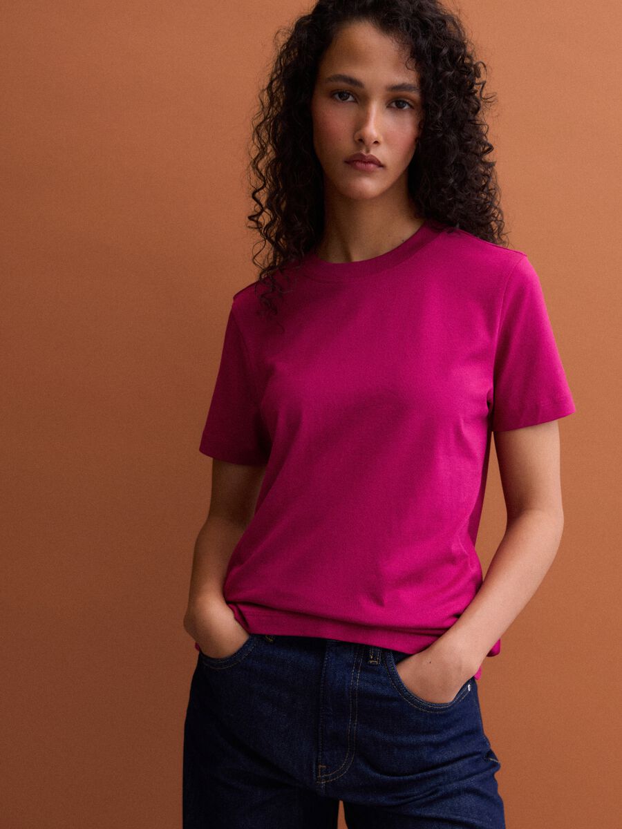 T-shirt girocollo rosa in puro cotone Supima regular fit_1