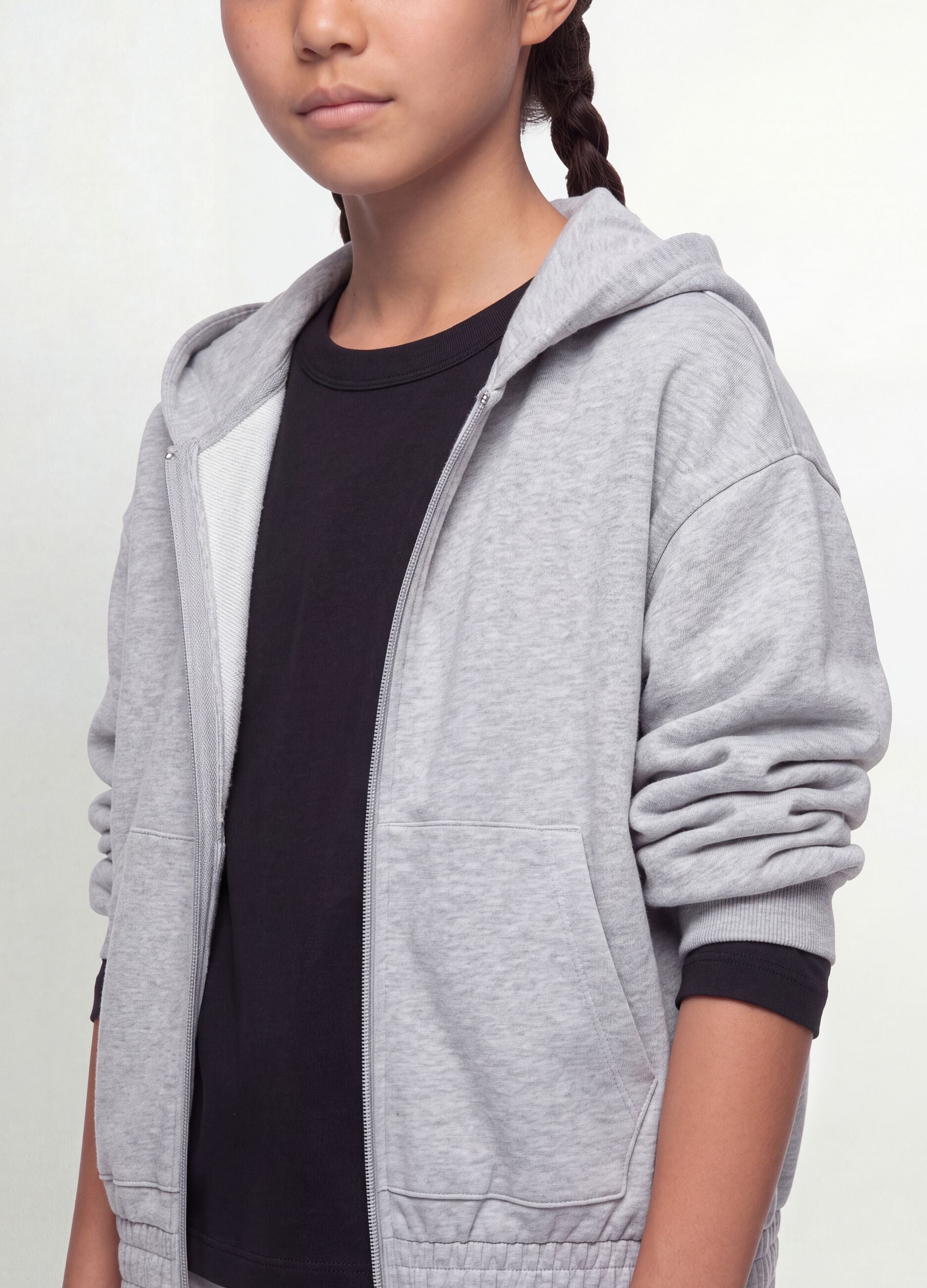 Grey organic cotton hooded sweatshirt