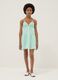 Green pure cotton mini dress with thin straps_0