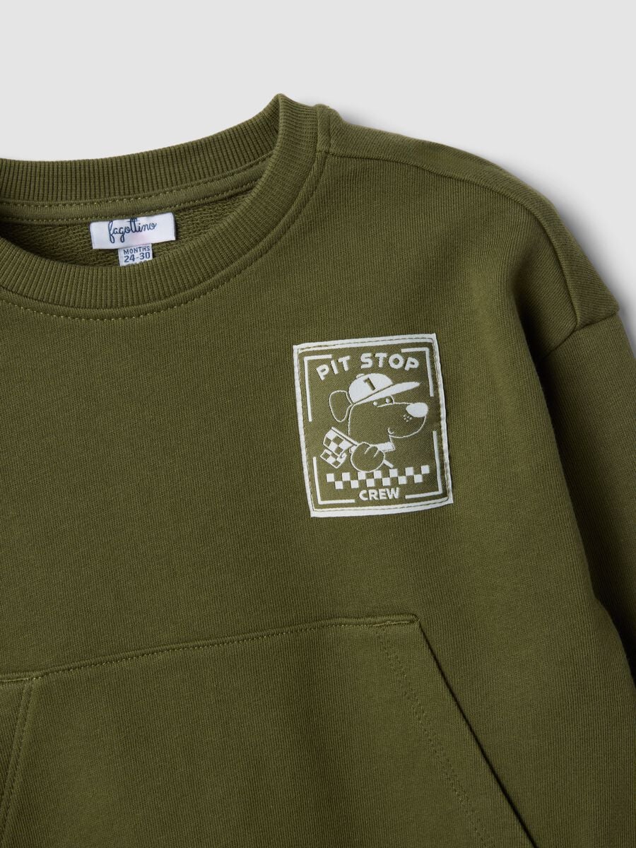 Green 100% cotton set with crew-neck sweatshirt for boys_2