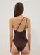 Brown one-shoulder swimsuit in stretch fabric_2
