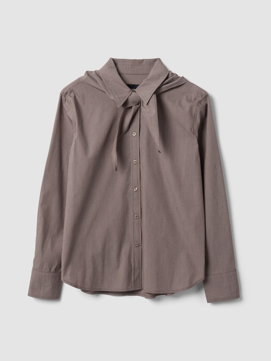 Multicolour stretch-cotton shirt with scarf collar_4