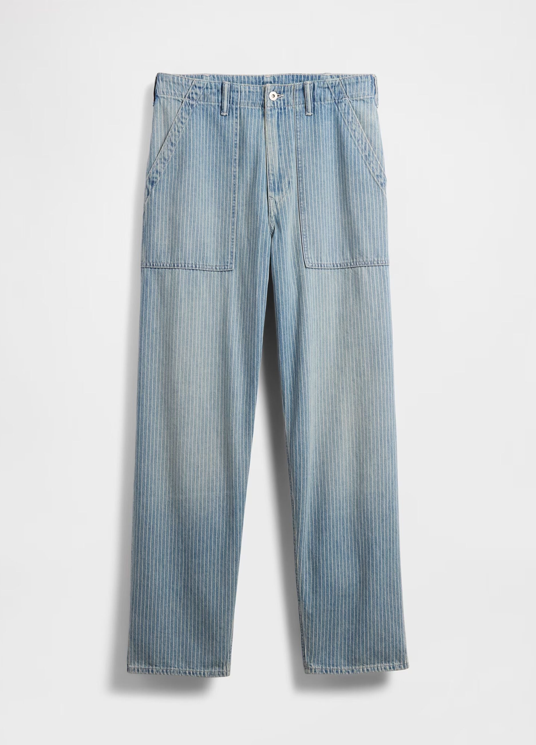 Regular fit azure pure cotton baggy jeans with five pockets