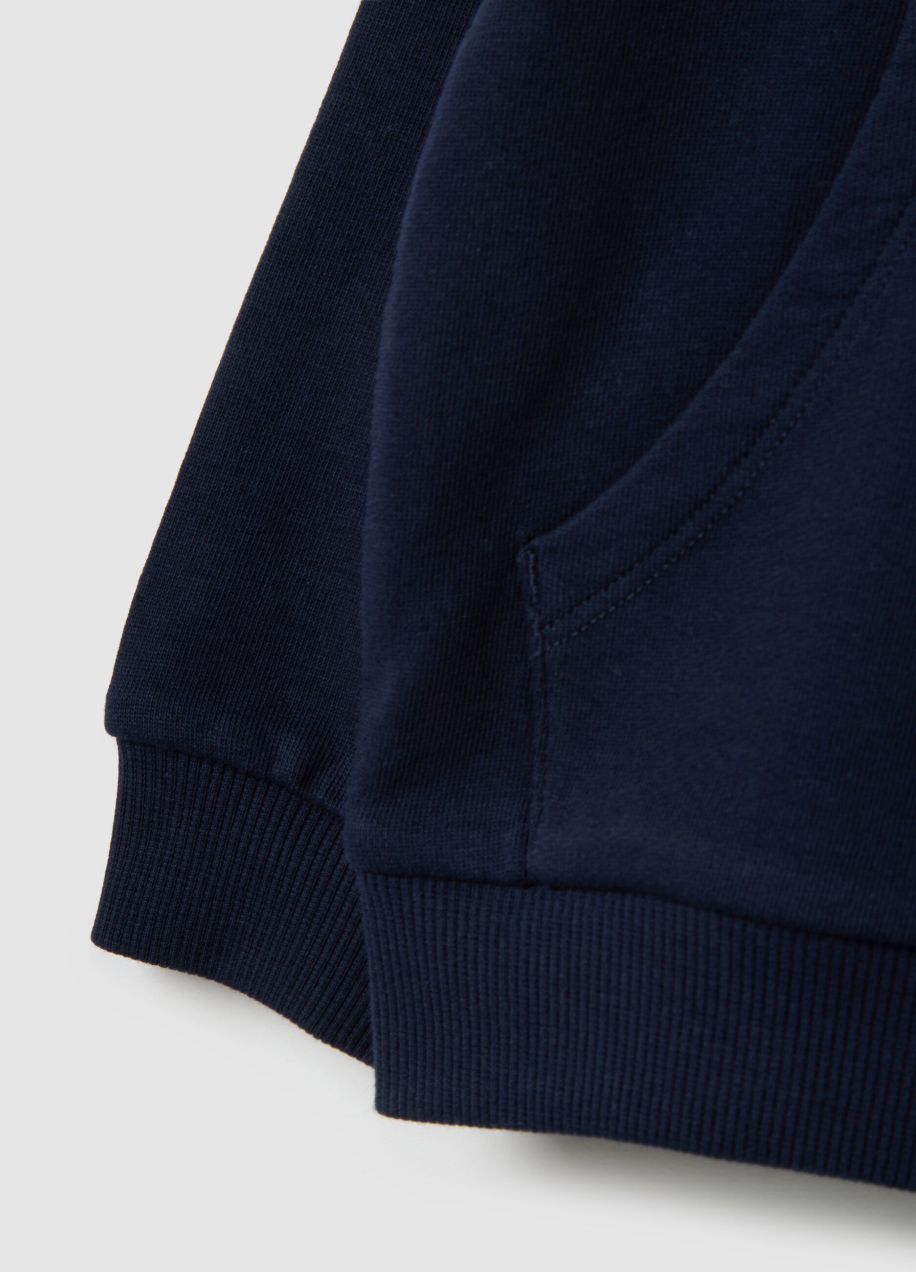 Blue pure cotton sweatshirt for baby, regular fit with pocket
