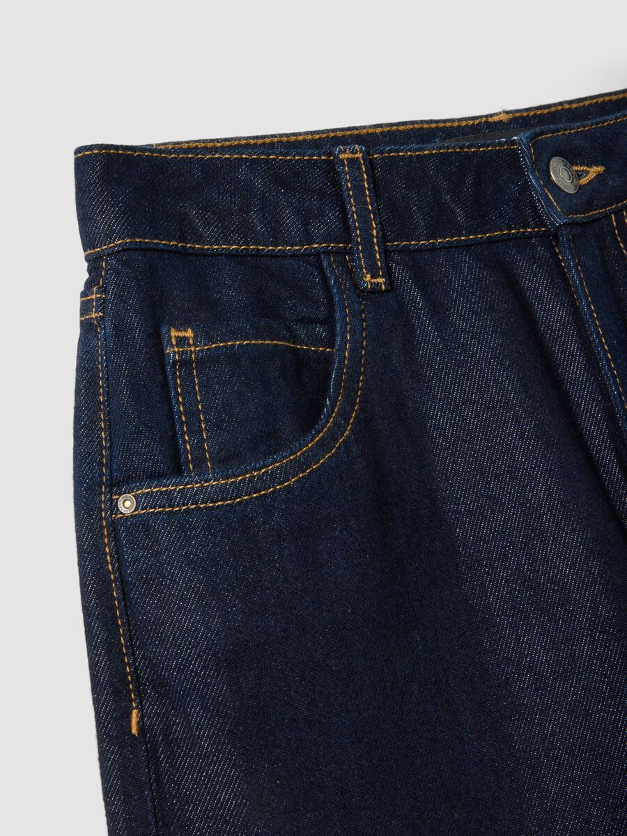 Blue denim bootcut jeans in cotton and lyocell blend_5