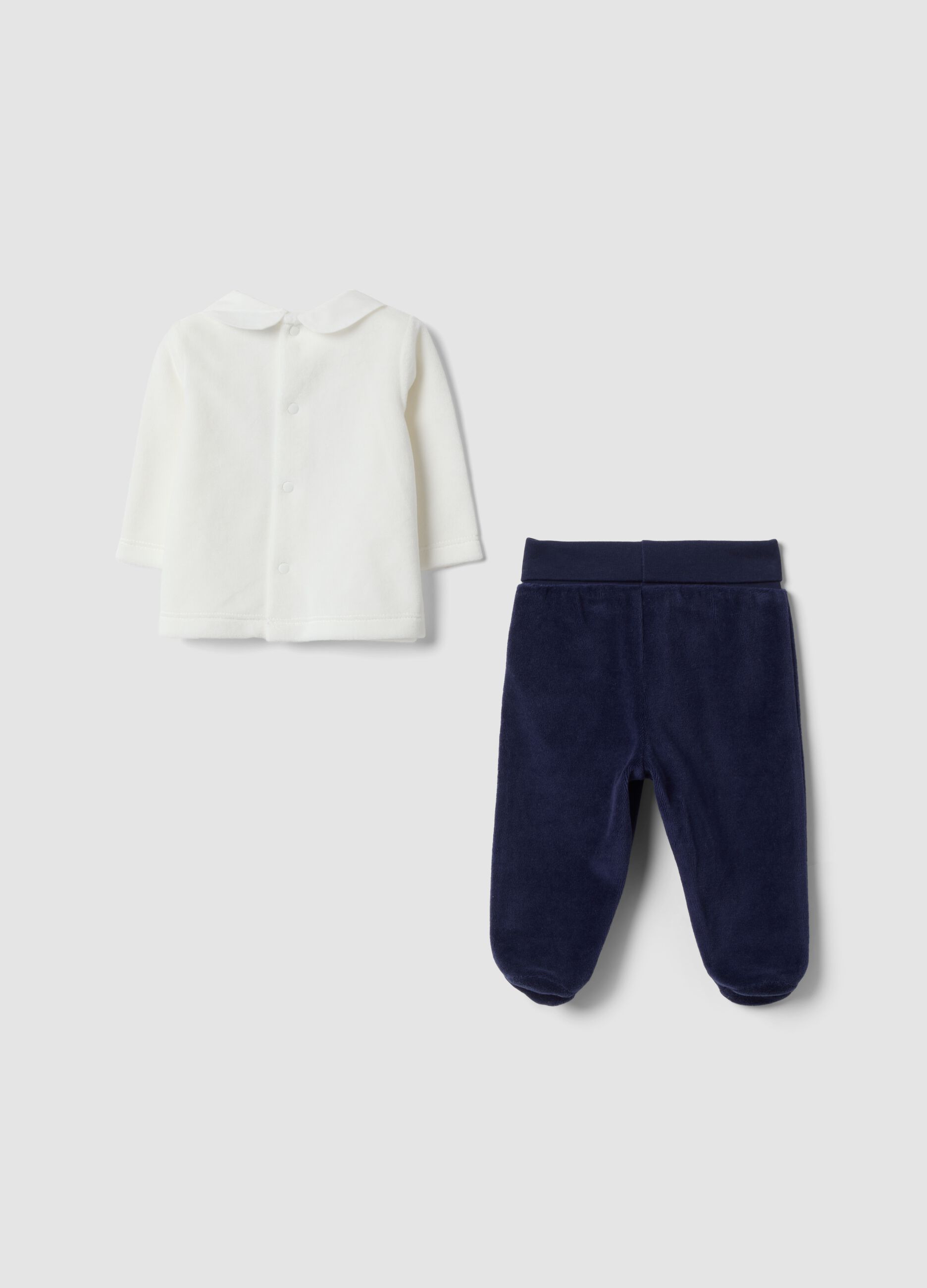 Blue and white organic cotton blend set