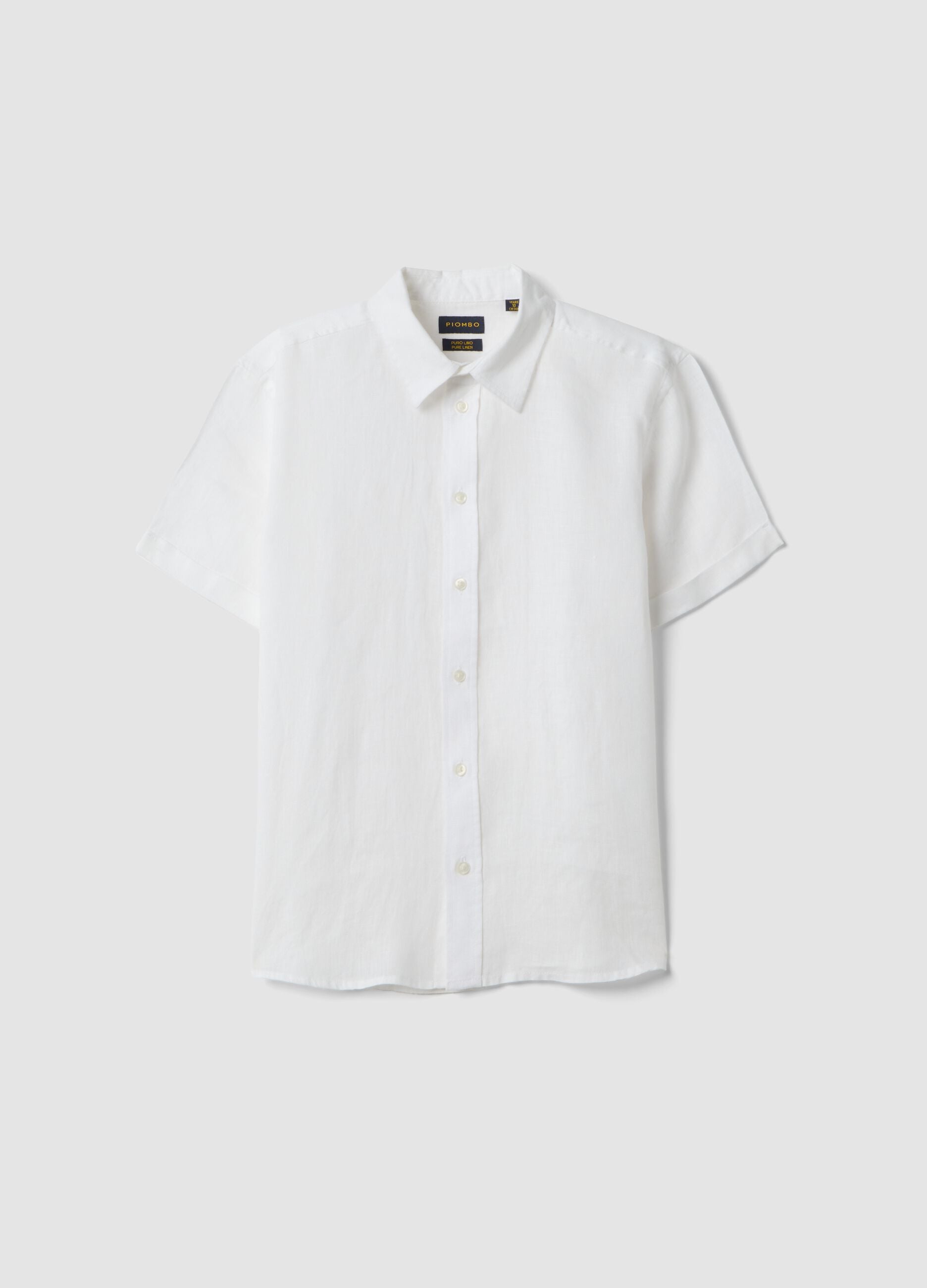 White pure linen oversized shirt for boys