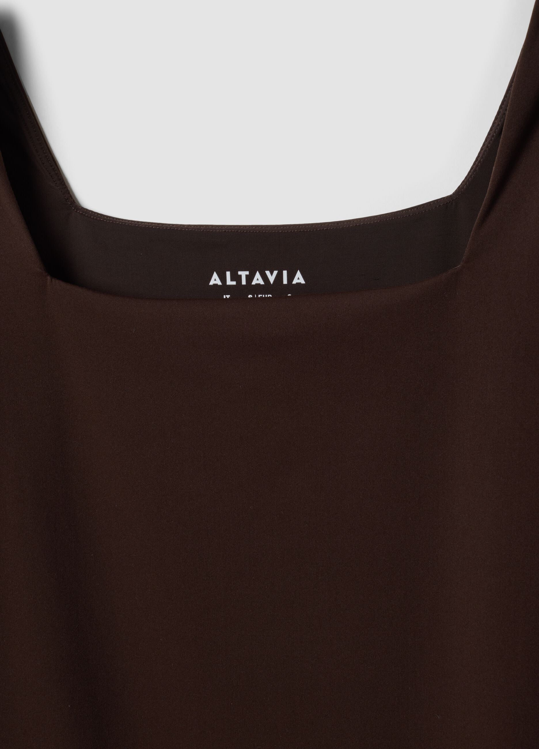 Brown bodysuit in breathable stretch fabric with wide neckline ALTAVIA STUDIO