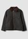 Black cotton-blend jacket with velvet collar for boys_4