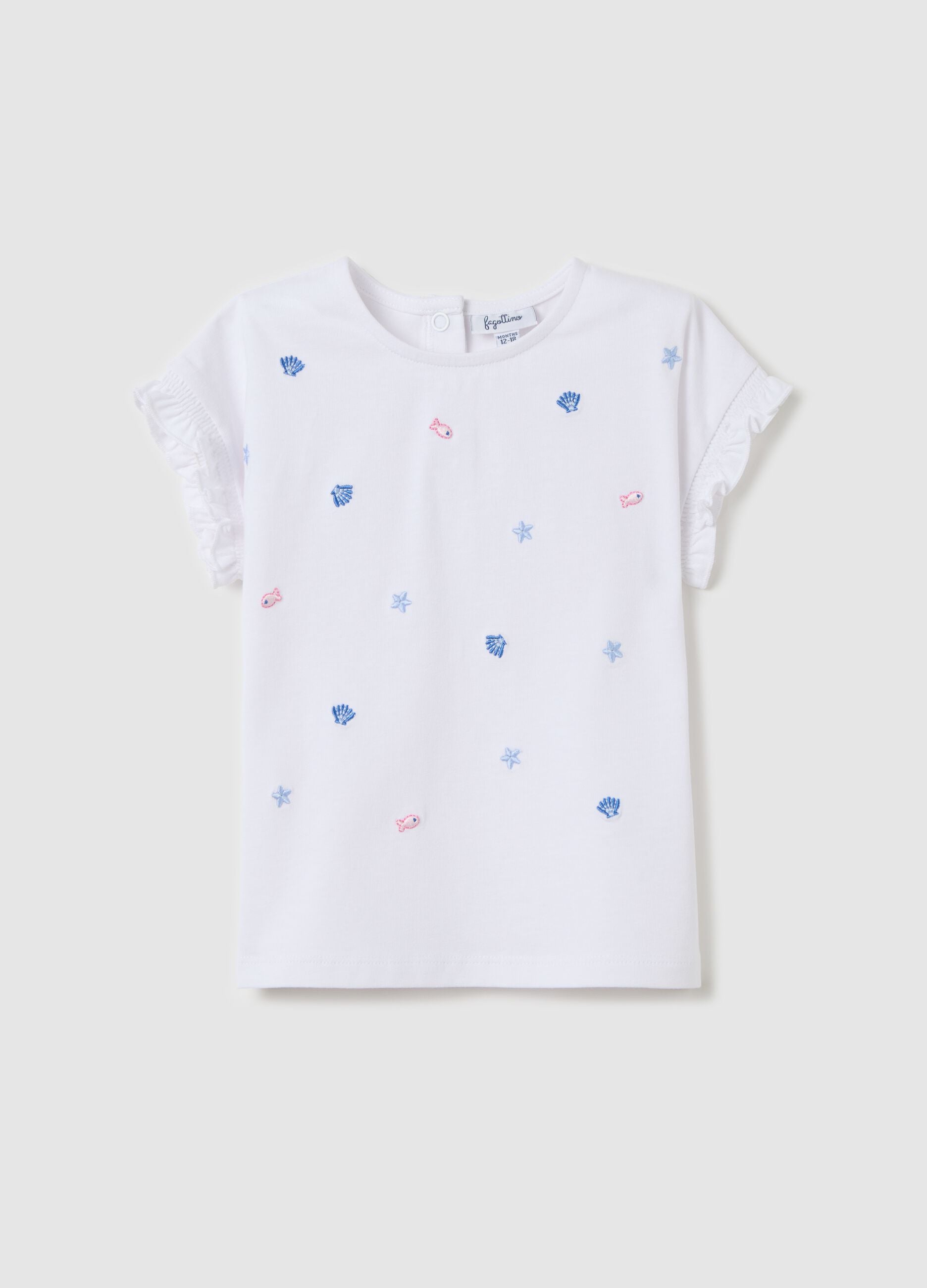 Girls&rsquo; top in white stretch cotton with regular fit