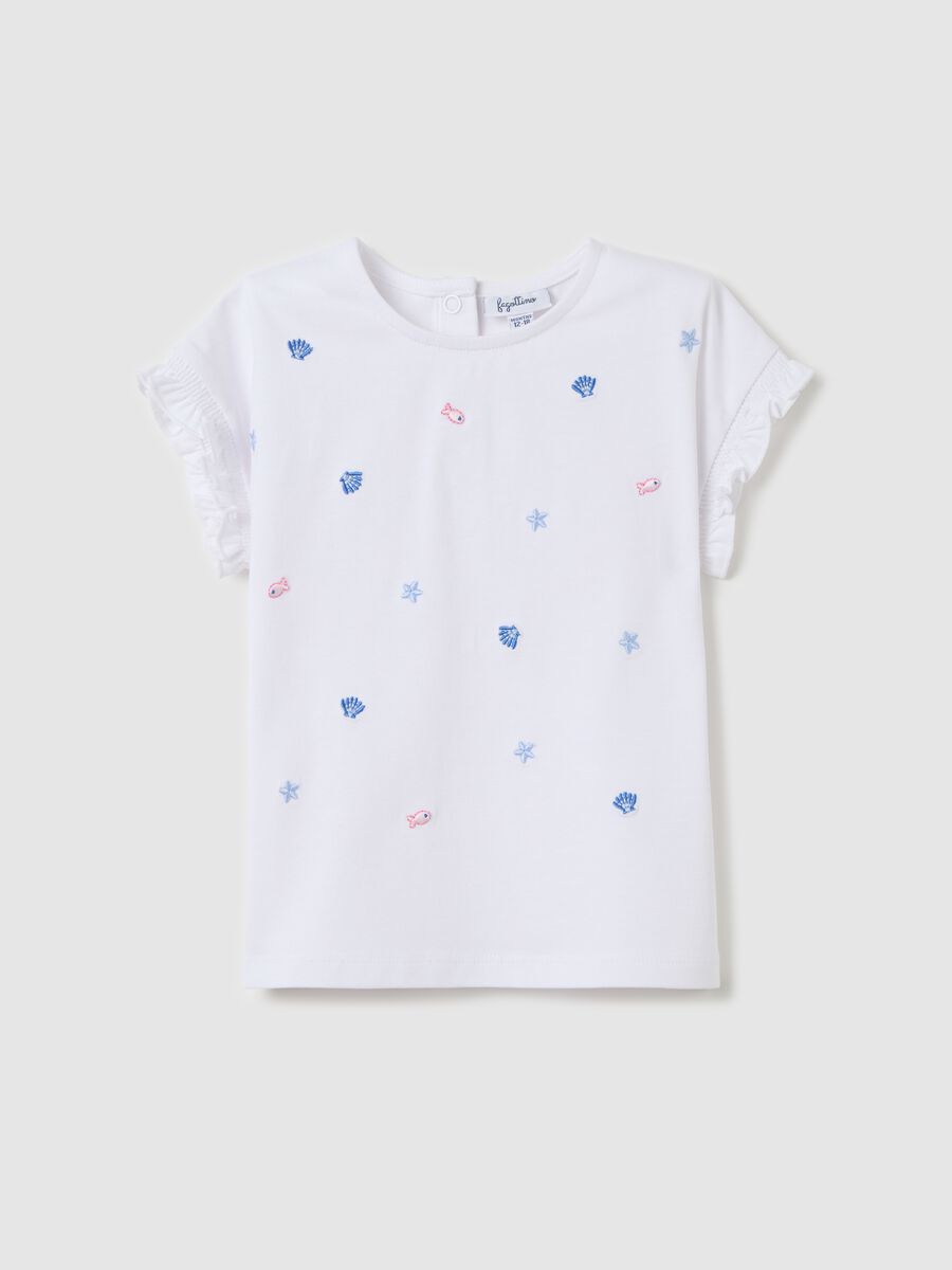 Girls&rsquo; top in white stretch cotton with regular fit_0