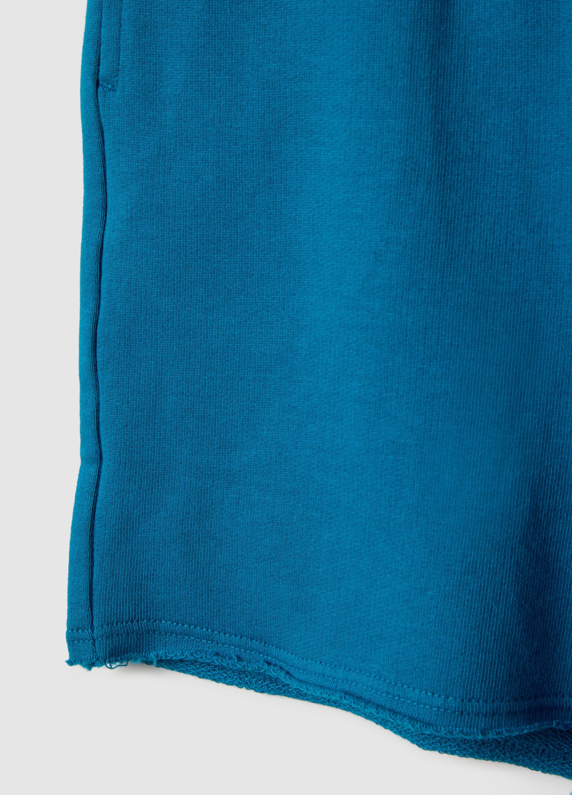 Children's regular fit blue short joggers in pure cotton