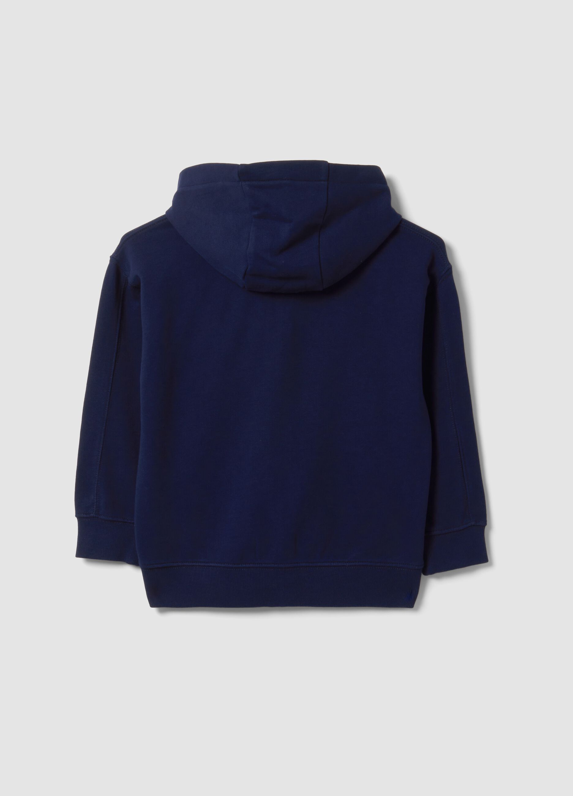 Blue pure cotton hoodie with regular fit for boys
