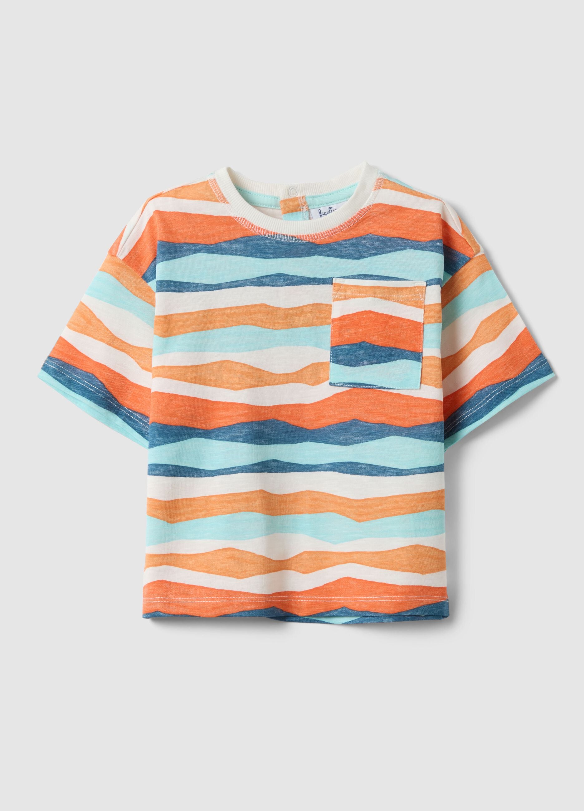 Multicolour striped pure cotton regular fit T-shirt for kids