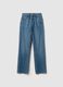 Blue cotton straight fit jeans_5