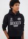 Black cotton-blend hoodie with Brooklyn Nets print for boys_0