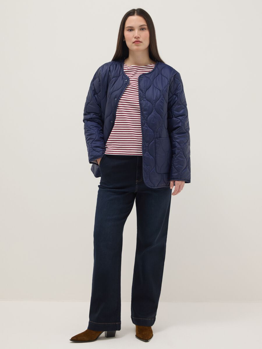 Jeans wide leg in cotone elasticizzato blu_0