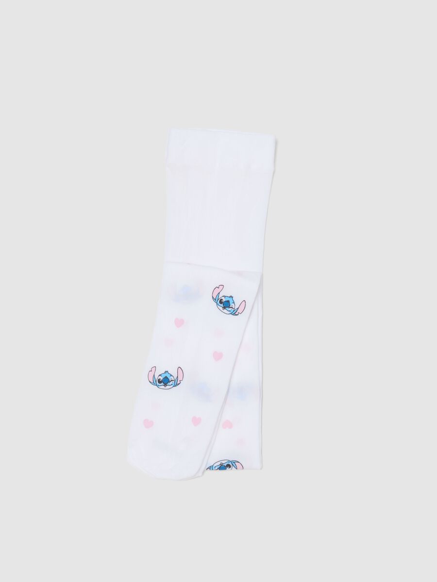 Girls' white stretchy tights with Lilo & Stitch designs_0