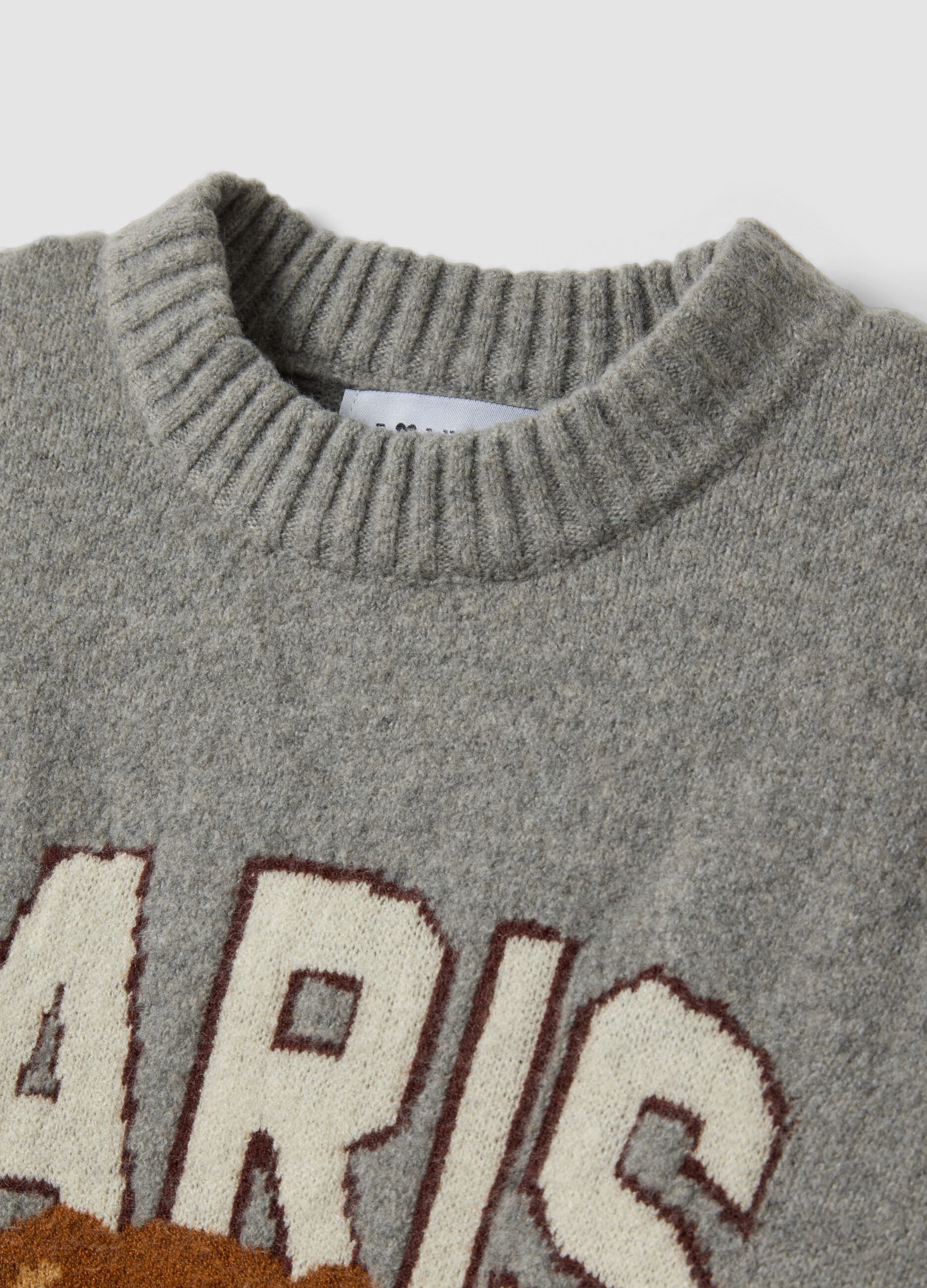 Maglia grigia in viscosa elasticizzata girocollo jacquard