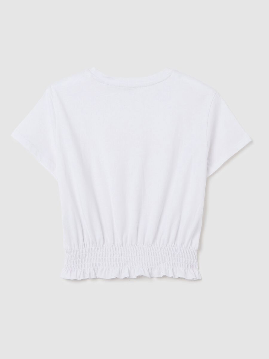 Girls&rsquo; white regular-fit T-shirt in 100% cotton_4