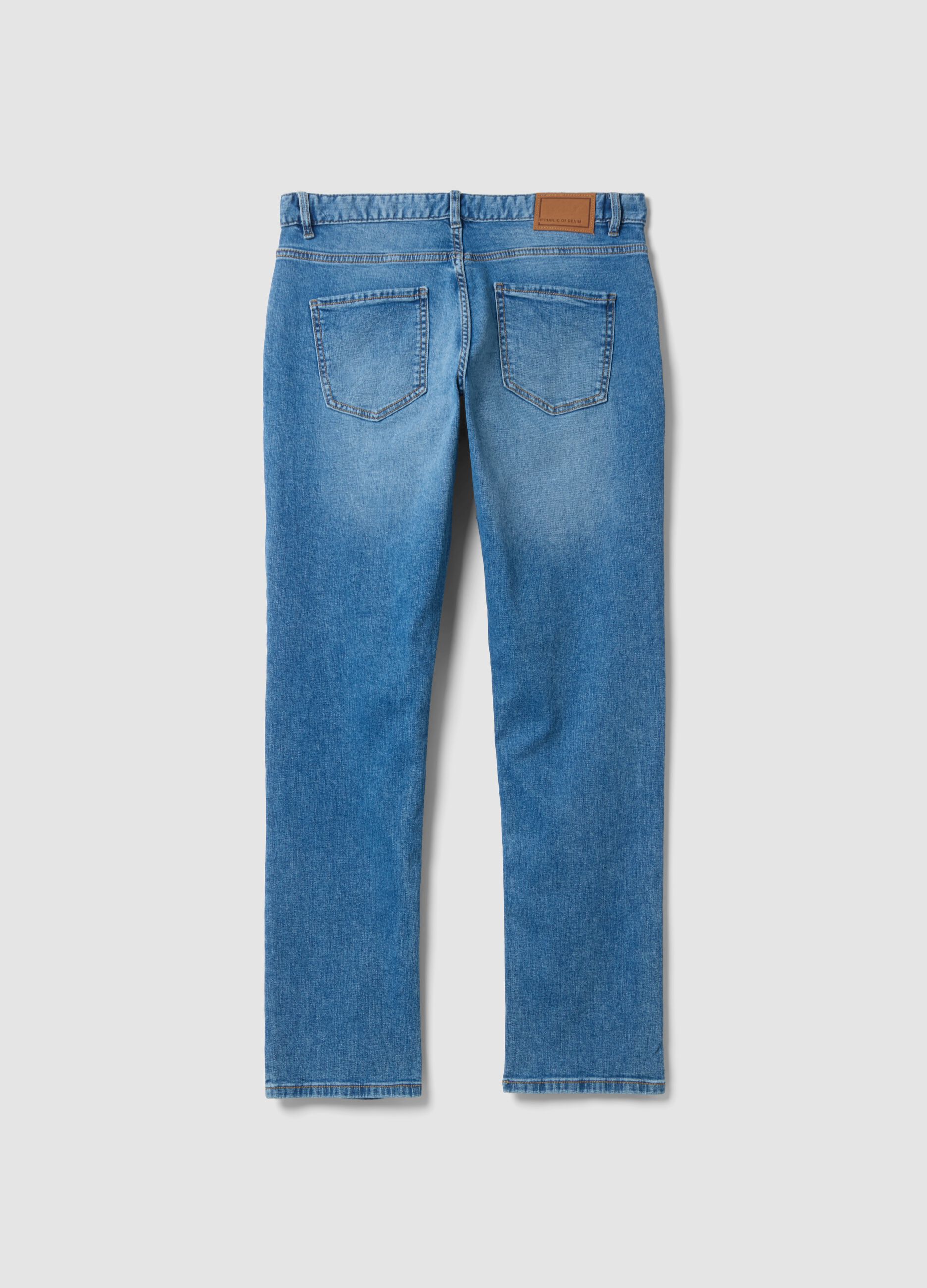 Blue stretch-cotton denim jeans, regular fit