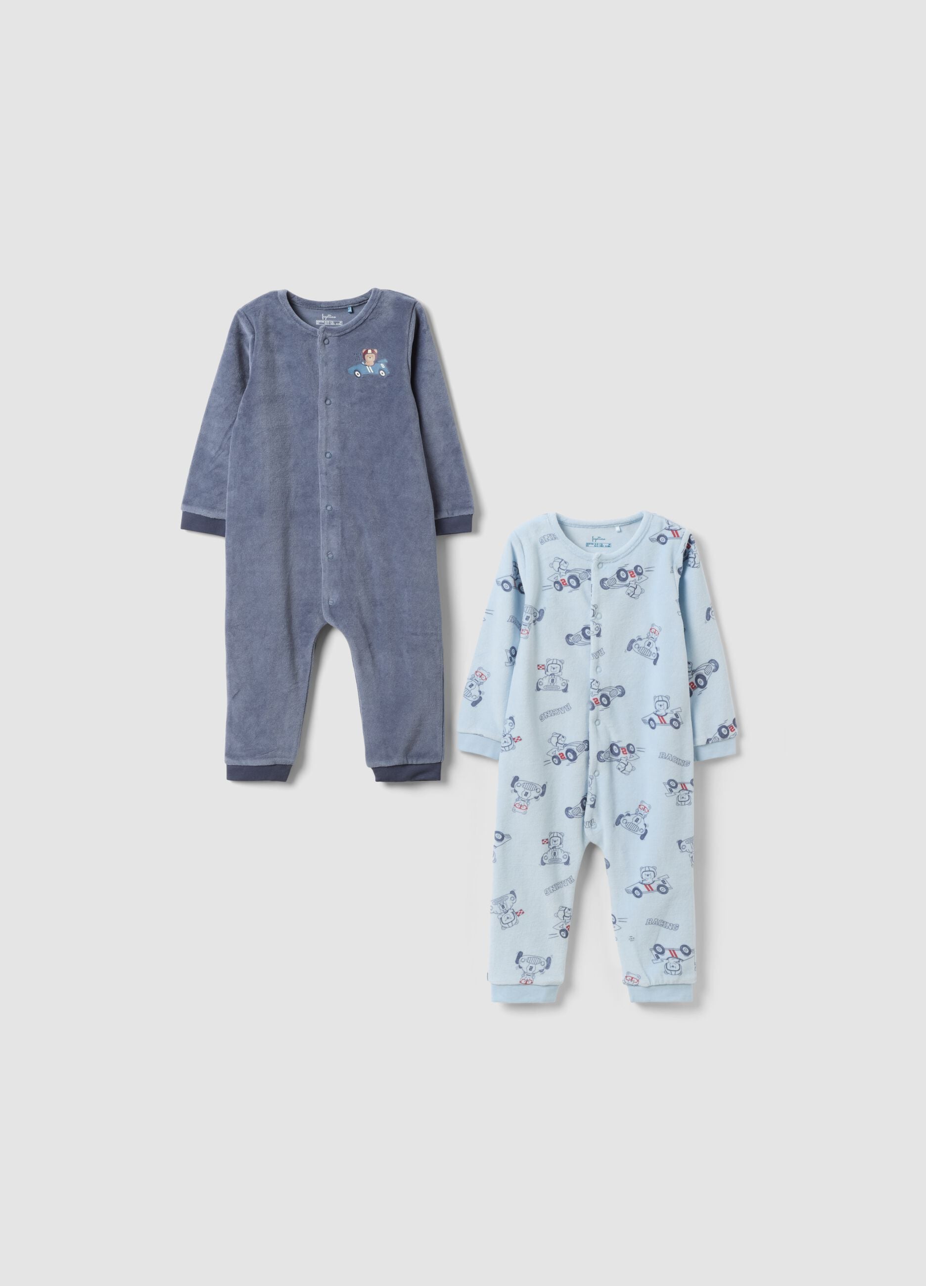 2-pack of multicolour cotton-blend baby sleepsuits with poppers
