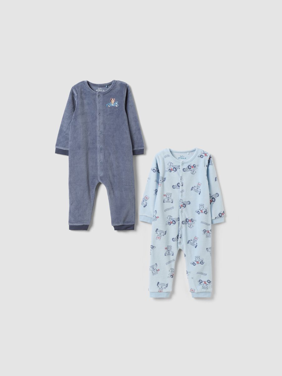 2-pack of multicolour cotton-blend baby sleepsuits with poppers_0