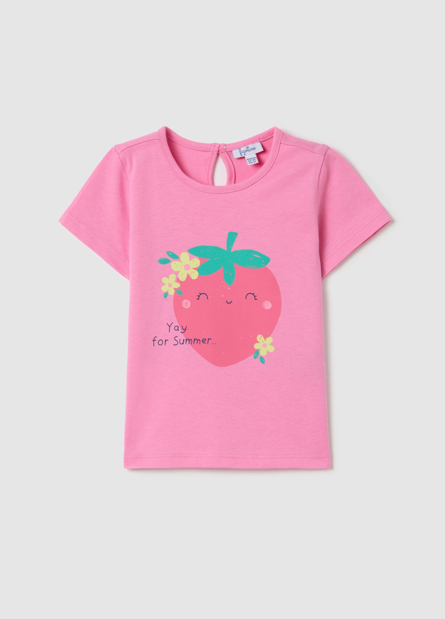 Cotton T-shirt with strawberry print