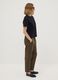 Brown denim baggy-fit jeans in pure cotton with paperbag waist_3