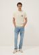 Beige pure cotton jersey T-shirt with slogan, regular fit_1