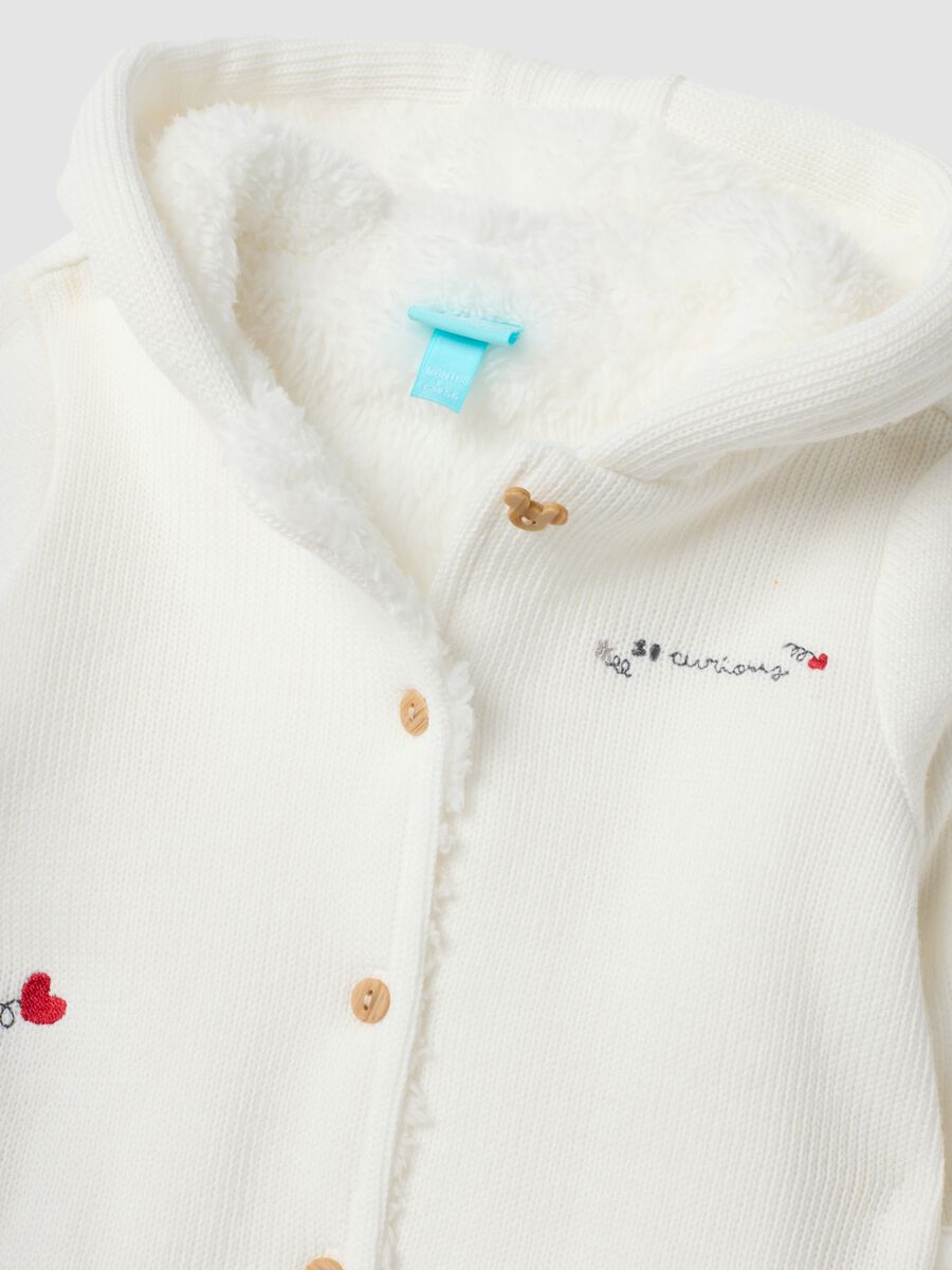 White hooded cotton-blend baby sleepsuit with Minnie print_3