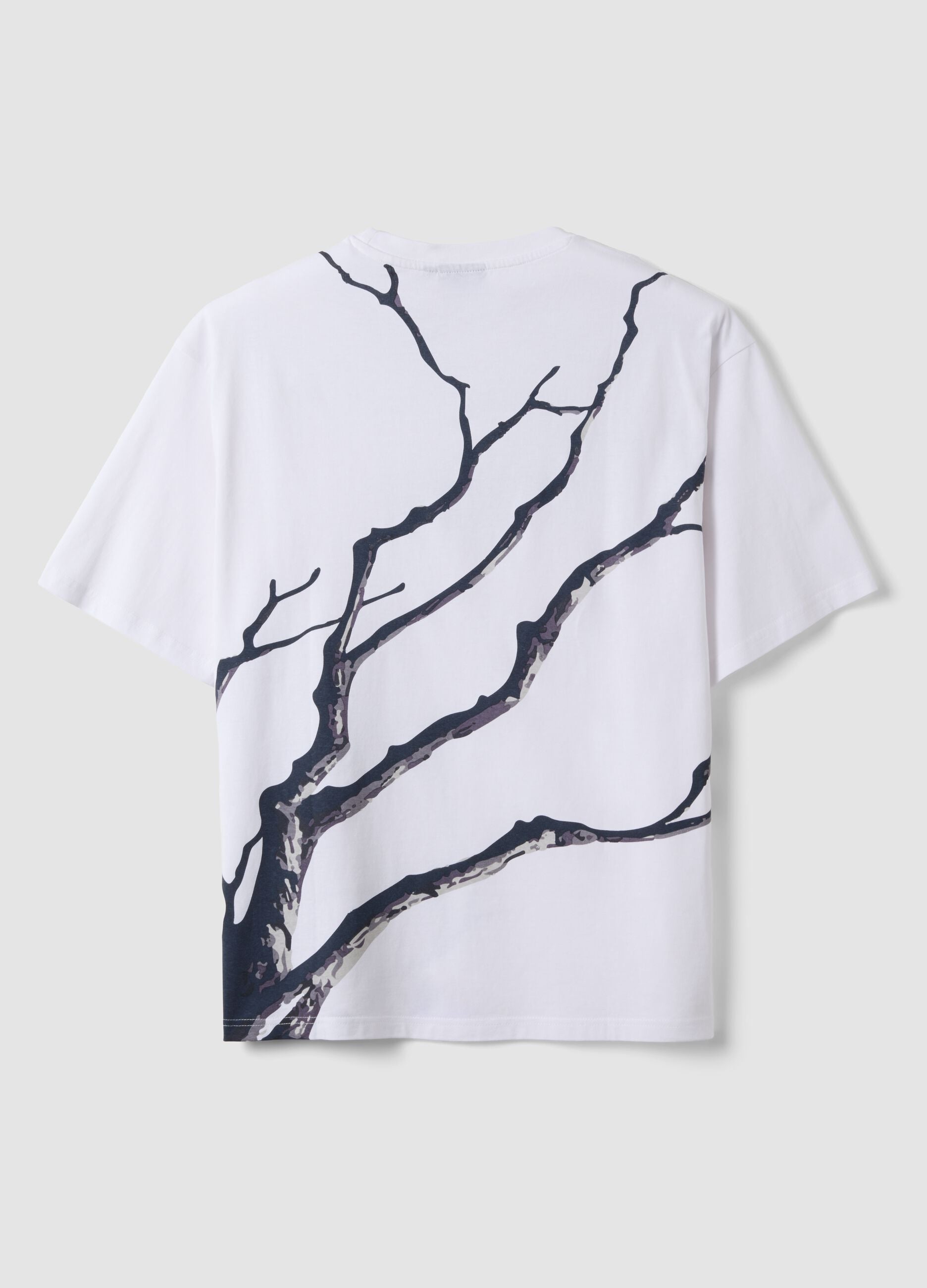 White pure cotton T-shirt with Nature slogan